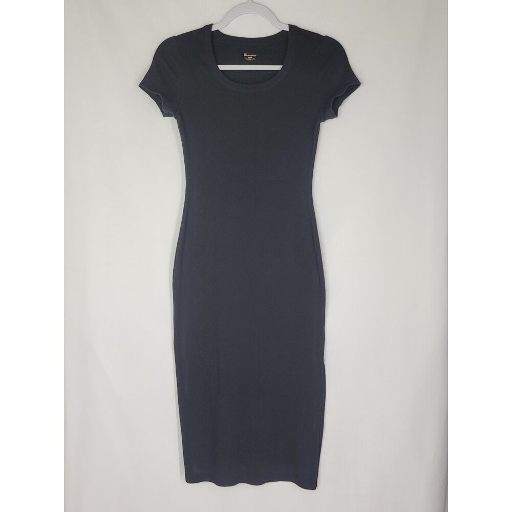 NO BOUNDARIES Black Bodycon Fitted Stretchy Short Sleeve Dress Size S - Picture 2 of 8